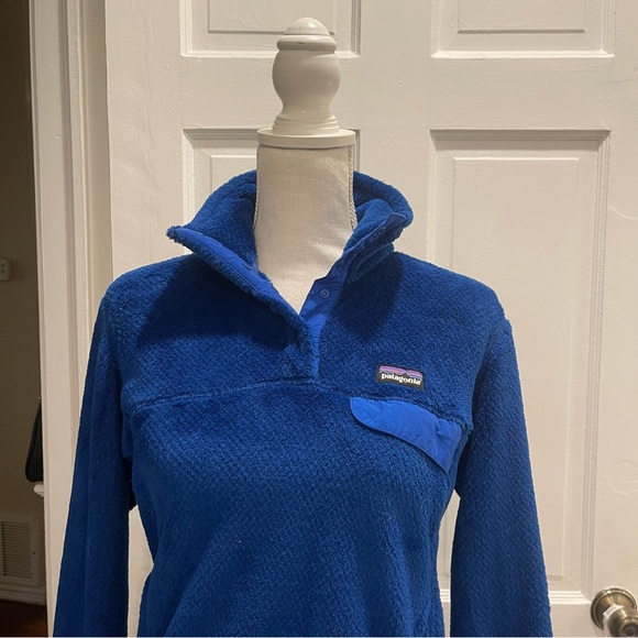 Patagonia Fuzzy Fleece Snap T Pullover Royal Blue Small - Picture 4 of 5